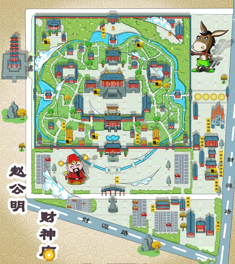 霞山寺庙类手绘地图
